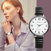 Wristwatch Quartz Round Dial Large Dial White Dial Black Case Black Strap Stainless Steel Waterproof Women's