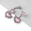 Heart Belly Button Rings Pink Women  Belly Ring Dangle Navel Piercing Barbell Pircing Body Jewelry