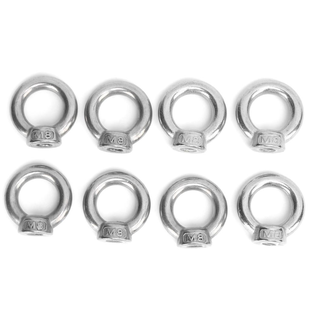 8pcs Eye Nuts Stainless Steel Outdoor Lifting Tools for Ocean Industry Yachts Motor Boats Assault