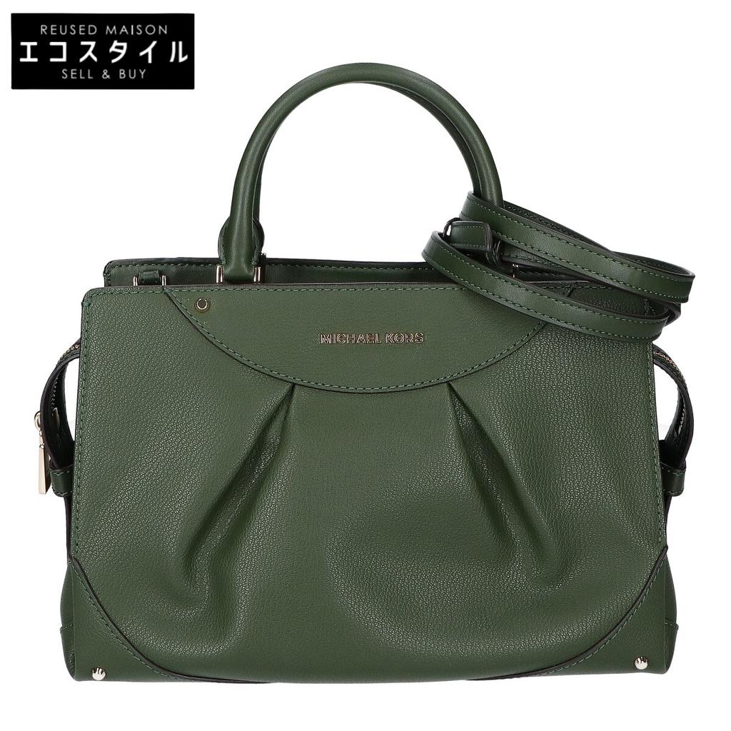 Michael Kors [New] ENZO Leather Satchel 2WAY Shoulder Tote Bag greenUsed