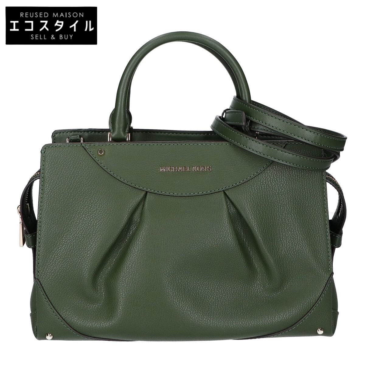 

MICHAEL KORS [New] ENZO Leather Satchel 2WAY Shoulder Tote Bag greenUsed