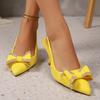 Glänzende Kristall-Fliege High Heel Sandalen Damen Gelbe Dünne Absätze Kleidschuhe Komfort Spitze Zehen Sandalen