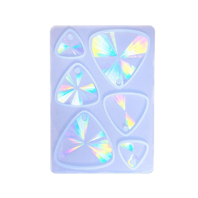 Holographic Resin Silicone Mold DIY Triangle Earrings Keychain Pendant Mould Light and Shadow Crystal Epoxy Molds Crafts