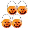 4-Pack Pumpkin Candy Buckets for Kids, Halloween Candy Buckets, Kids Trick or Treat Buckets