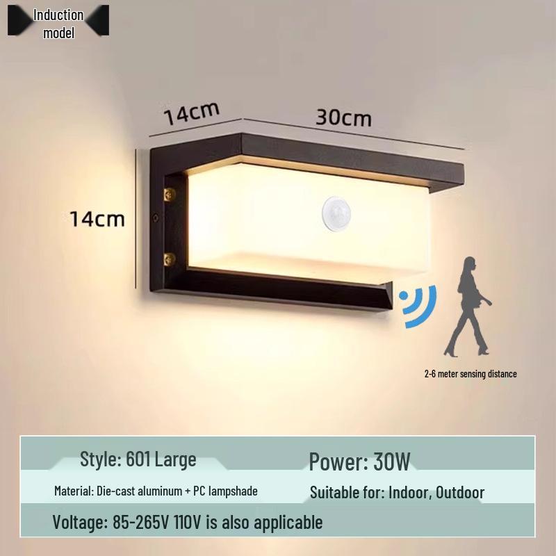 Moon-Shaped Outdoor Waterproof Infrared Sensor Wall Lamp for Courtyard, Balcony, and Doorway