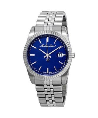 Mathy III Edelstahl blaues Zifferblatt Quarz H810ABU Herrenuhr