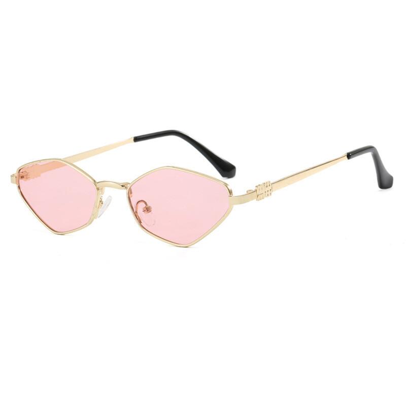 Luxury Metal Brand Sunglasses For Women Rhombus Designer Fashion Sun Glasses Stylish Popular Small Square Sunglasses
