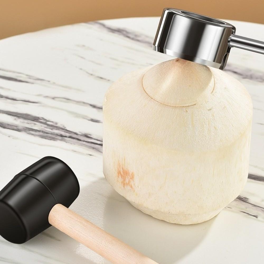 Stainless Steel Coconut Opener Tools Wooden Handle Coconut Puncher  Fruit Opening