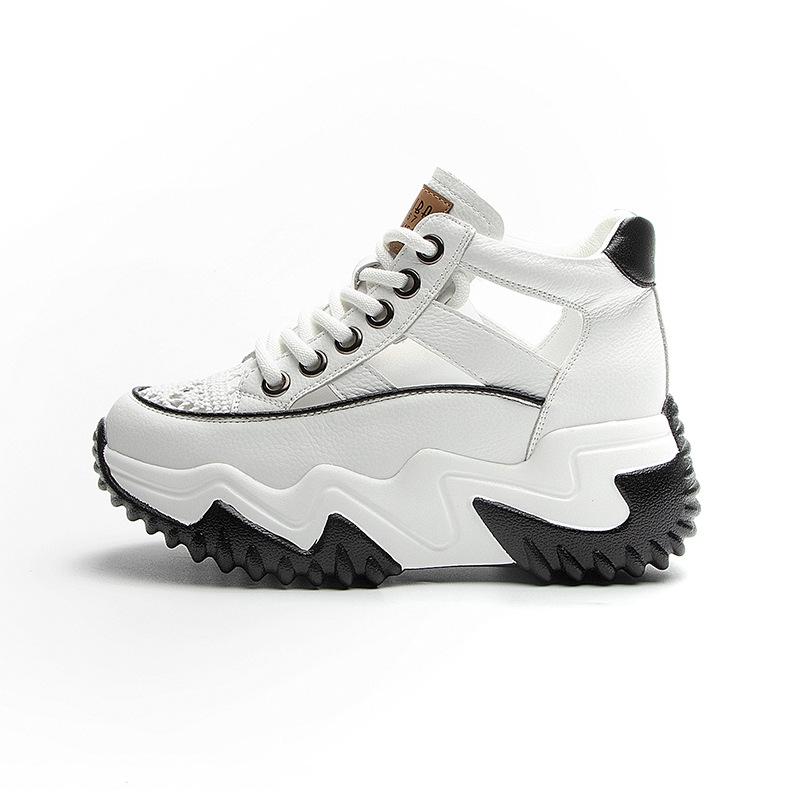 Innen Erhöhung 7CM Leder Daddy Schuhe Damen Frühling All Match Plattform Muffin Rest