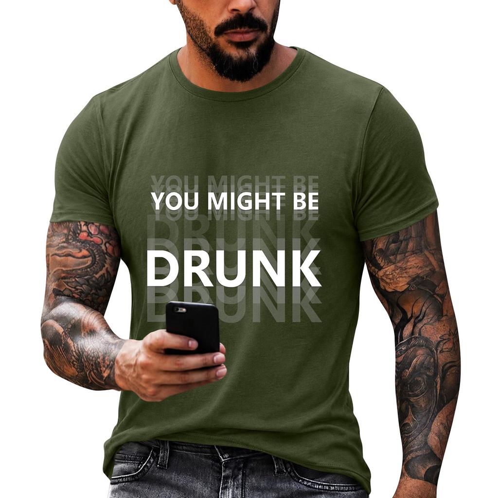 Men's Quirky Casual Loose Fit Letter Print T-Shirt for Daily Wear