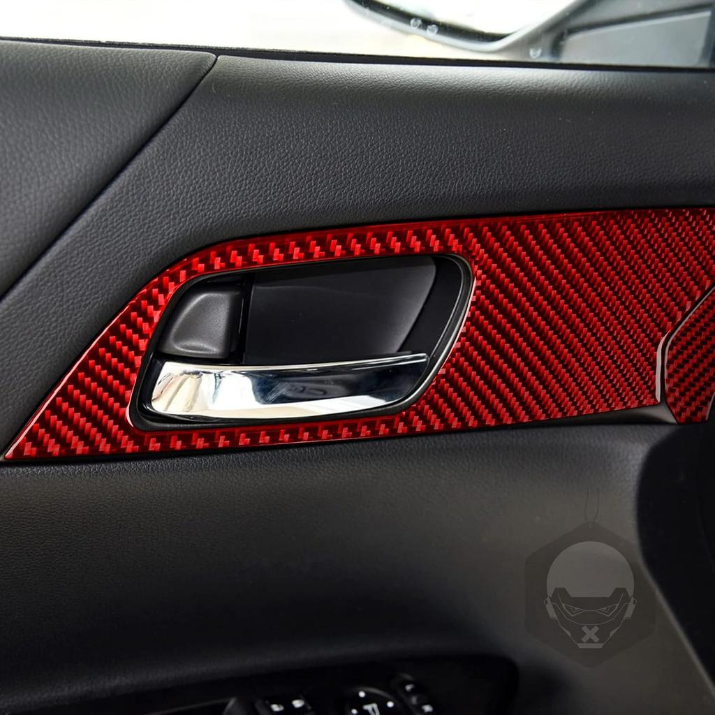 for Honda Accord 9th Gen 2013-2017 Accessories Door Handle Red | Real Carbon Fiber, for Honda Accord 9th Gen 2013 2014 2015 2016 2017, Interior Trim