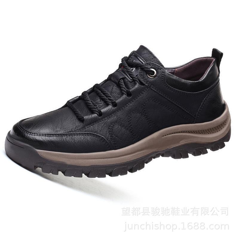 Men's shoes breathable leather surface construction site shoes men's lightweight breathable tooling shoes non-slip wear-resistant casual trendy shoes