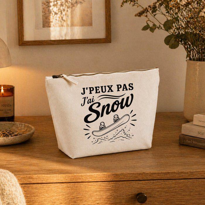 Trousse de toilette - PLANETEE - J’peux pas j’ai Snow (minimaliste) - Coton 100% - 3 L - Zip métal