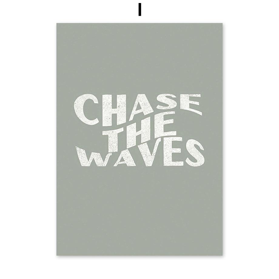 Linie Val Plajă Palmier Surf Pasăre Boho Postere Și Imprimeuri Pictură pe Pânză Artă Nordică de Perete Imagini Pentru Living Decor Acasă