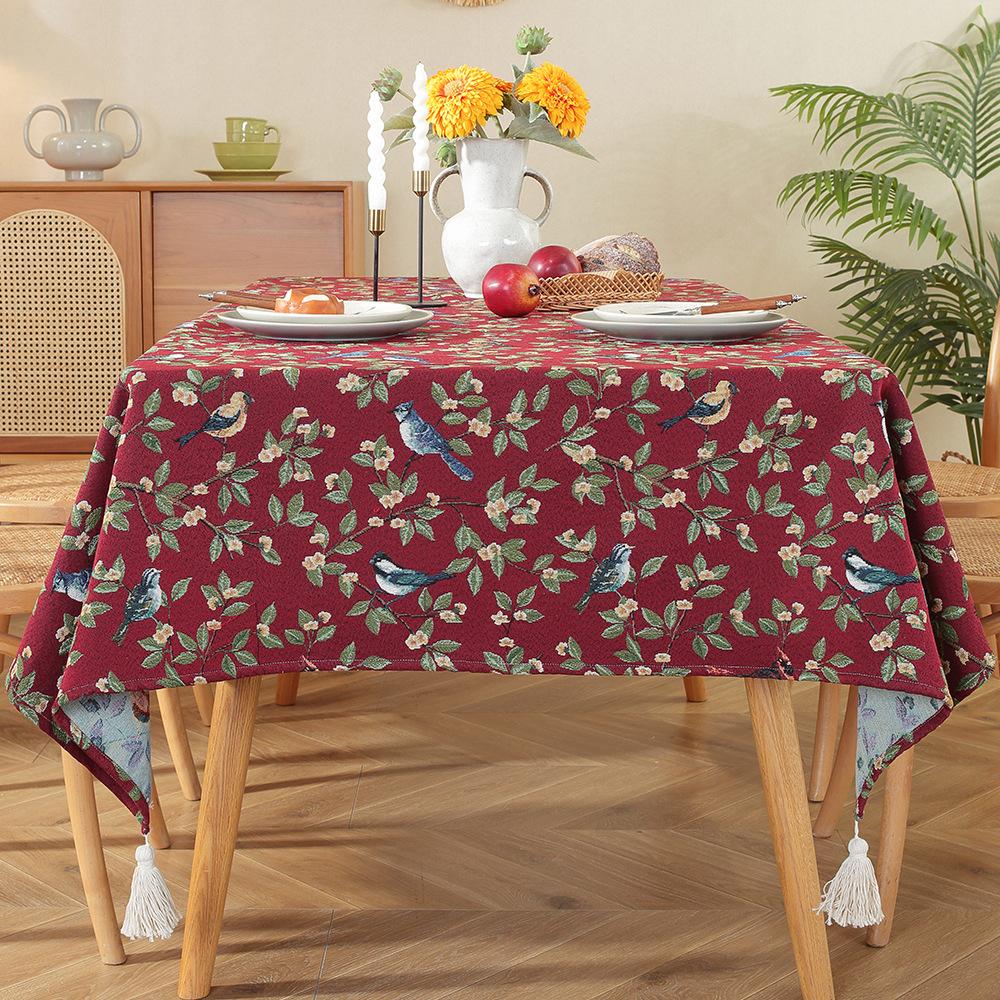 Vintage Oil Painting Tablecloth Tv Cabinet Cover Towel Jacquard Broken Cotton And Linen Cover Household Rectangular Tablecloth