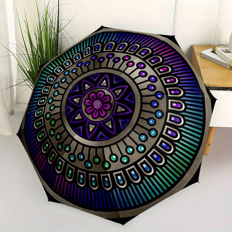 1pc Mandala Design Automatic Umbrella High Quality Canopy, Portable Folding Umbrella with, Ideal Gift for - Travel, Everyday, Formal Events,