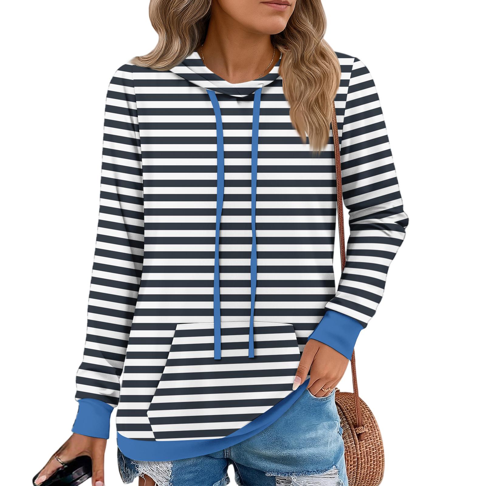 

Жіночі пуловери з капюшоном, модні толстовки з капюшоном для дівчат-підлітків, жіноча туніка на осінь L синій