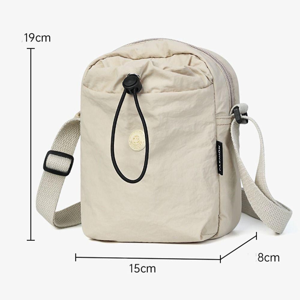 Compact Polyester Crossbody Phone Bag Solid Color Casual Drawstring Small Bag Single Shoulder Bag Unisex