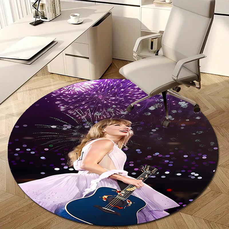 1pc Taylor Swift2 Design Printed Area Round Carpet for Bedroom Living Room Home Decor Rugs Mat Non Slip Mat Rug for Bedside