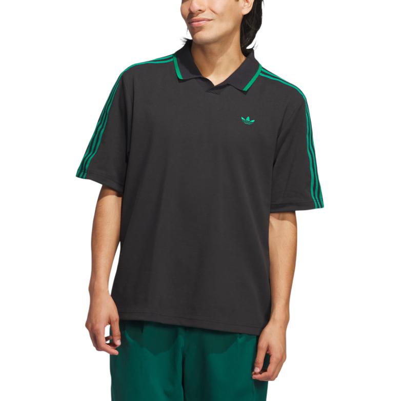 adidas Originals Rolling Links Polo Shirt Black Green JE6721