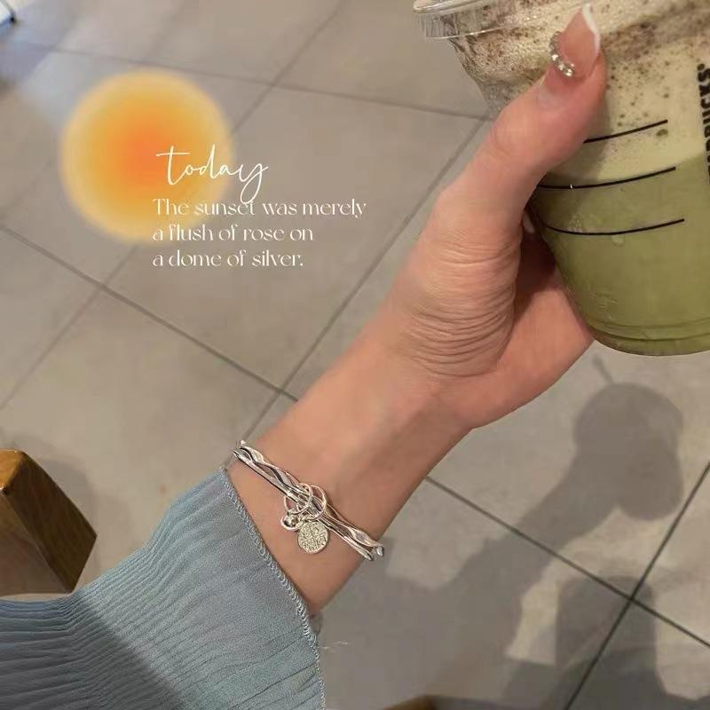 Mobius Ring Double Ring Bell Silver Bracelet Women's Fashion Daily Versatile Young Adornment