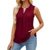 Women Solid Color V Neck Sleeveless Perforated Loose Casual Summer Tank Top