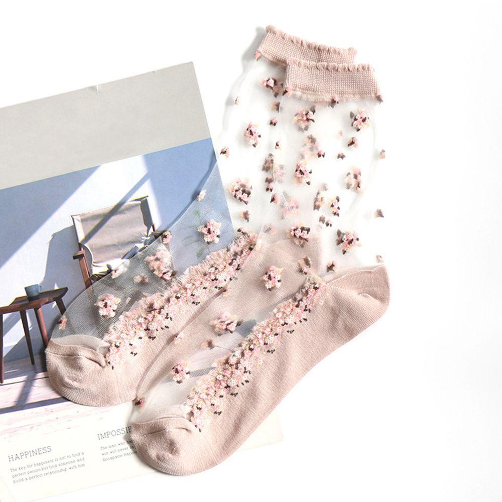 Women Transparent Thin Glass Silk Boat Socks Jacquard Short Sock Crystal Sock Ankle Socks Socks