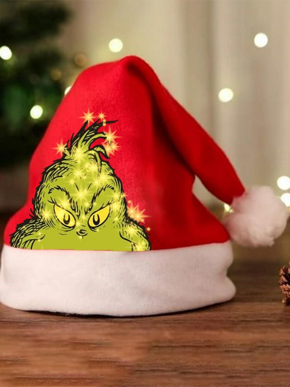 

Grinch Christmas Hat With Thick Fleece For Winter Holiday Celebrations Style 1,S