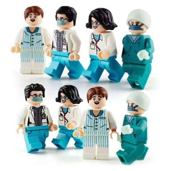 Mini Medical Scene Figures Set with Patient Nurse Doctor And Equipment Miniature Building Block Set for Pretend Play DIY Micro Landscape