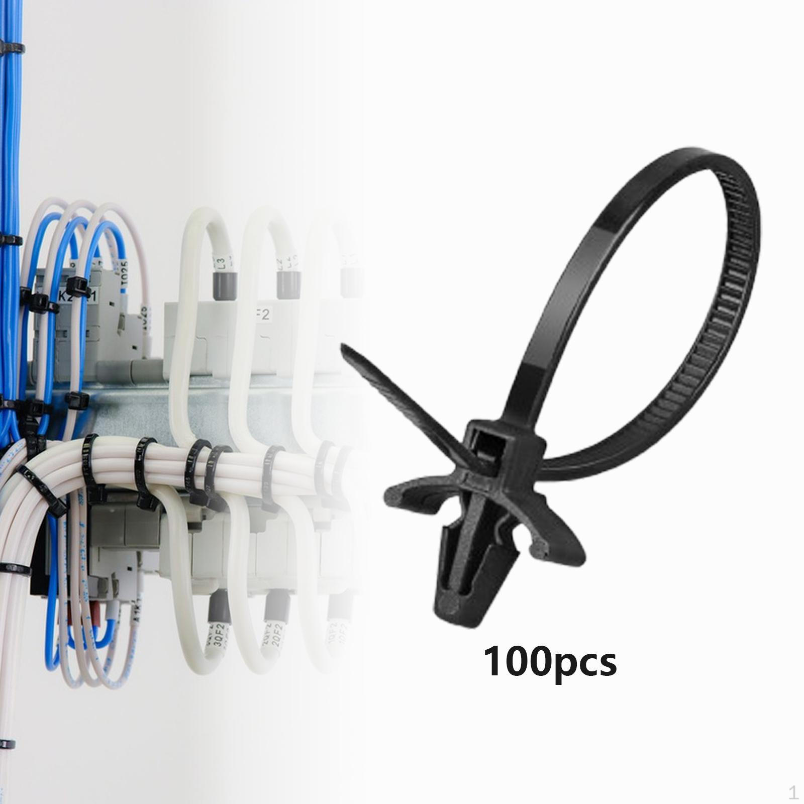 

100 штук Універсальні кабельні стяжки Автомобільні нейлонові пряжки для стяжок Автомобільний аксесуар Багатофункціональний Black 11cm