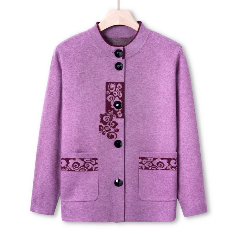 Middle-aged Knitted Sweater New Autumn Cardigan Jacket Year-old 0 Mother Sweater Old Man Lady Clothes