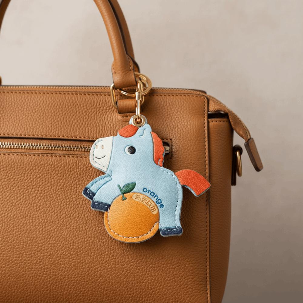 Leather Horse Pendant Year of Horse Zodiac Pony Bag Hanging Funny Horse Car Keychain  Birthday Gift
