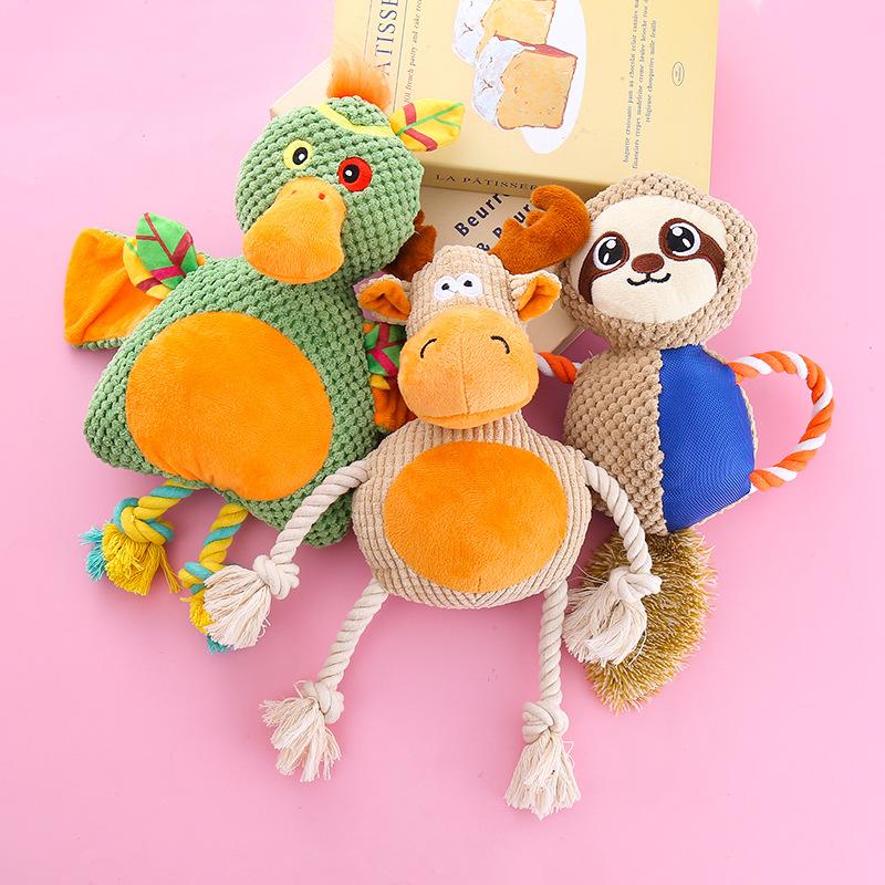 Pet Cotton Rope Toys, Interactive Training Toys for Making Sounds, Grinding Teeth and Cleaning Teeth for Medium and Large-sized Dogs