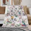 Flower And Bird Blanket Soft Flannel Hummingbird Throw Blanket Washable Cozy Floral Blanket for Adults Kids Couch Bed