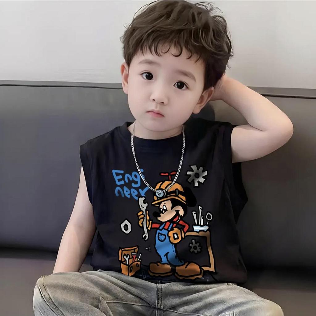 Boys' Cartoon T-shirt, Thin Summer 2026 Style, Toddler Top, Stylish Baby Vest Tee