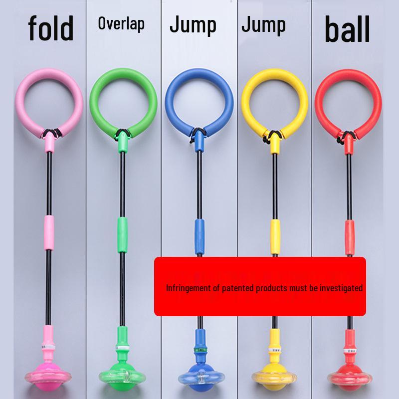 Elastic Flashing Bouncing Ball and Rotating Jump Hoop Set for Kids and Adults