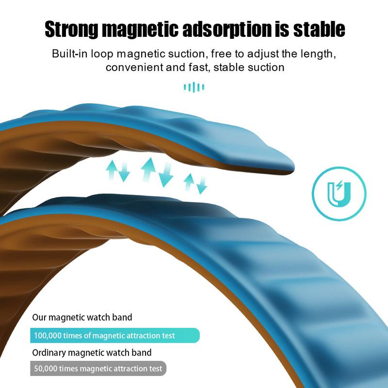 Silicone Link strap for Apple watch band 44mm 40mm 45mm 41mm 46mm 49mm Magnetic Loop bracelet iwatch series SE 7 8 9 ultra 2 10