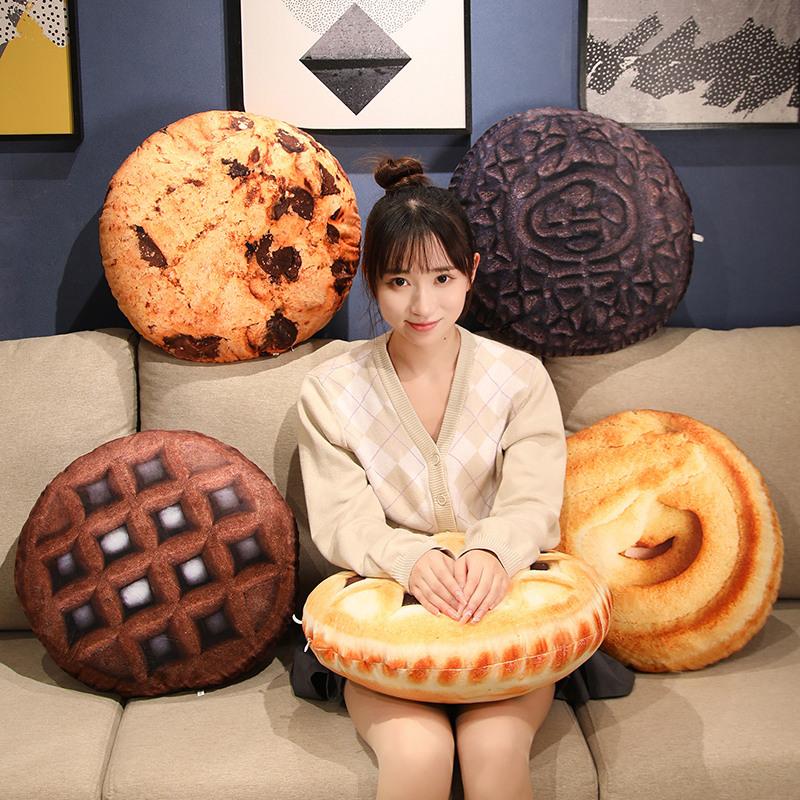 45CM Creative Lifelike Cookie Pillow Living Room Sofa Funny Cushion Lovely Biscuit Shape Plush Bedroom Bed Waist Toy