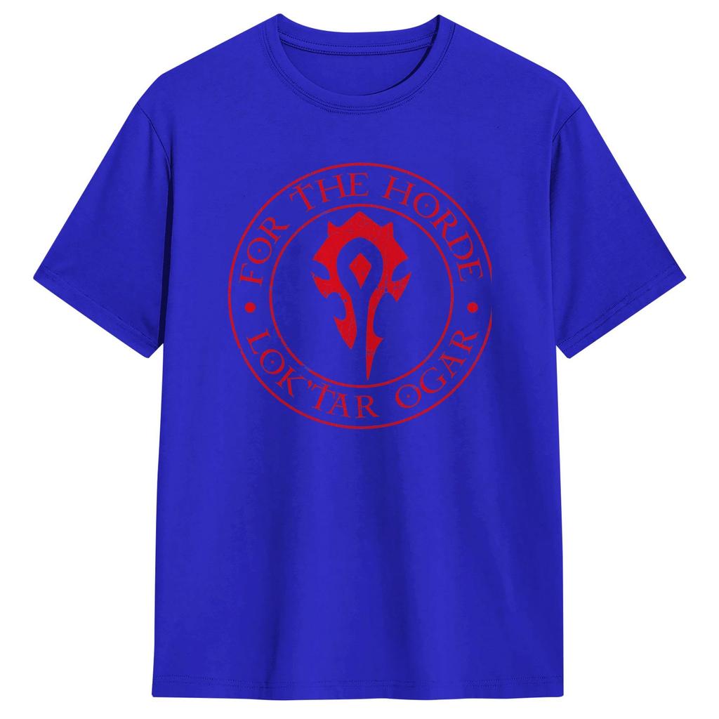For The Horde Orcs Cotton TShirt For Men Summer Y2K Retro T Shirts O Neck Hipster Tees Big Size Loose Tops