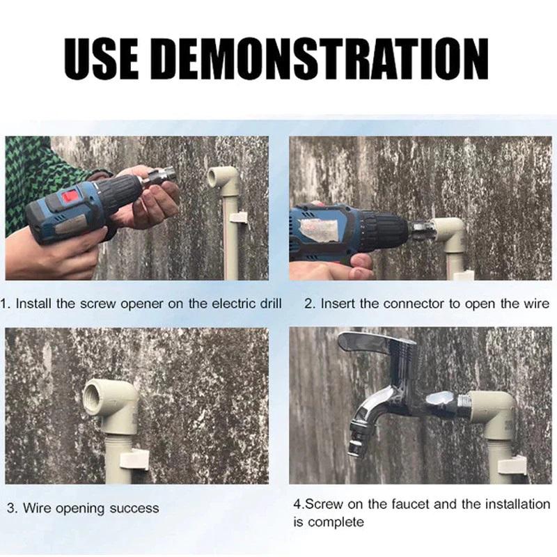 1/2" 3/4" Ppr Pvc Pipe Threader Kit Electric Drill Integrated Internal External Thread Cutting Tool