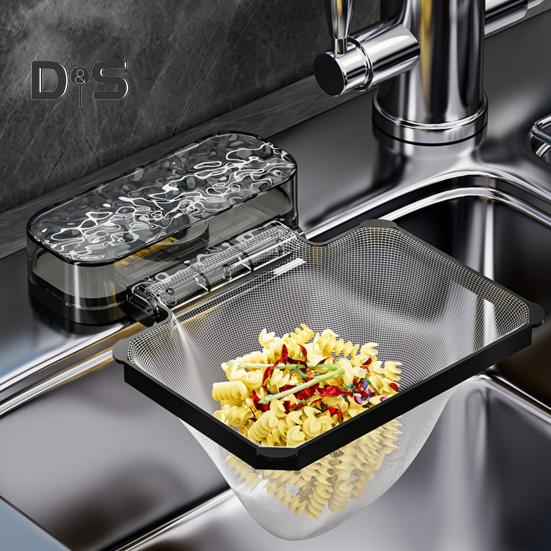 Disposable Sink Filter Rack with 100 Filter Mesh Bags Water Wave Texture Waste Rack Suction Cup Sink Strainer Rack Sink Filter Holder