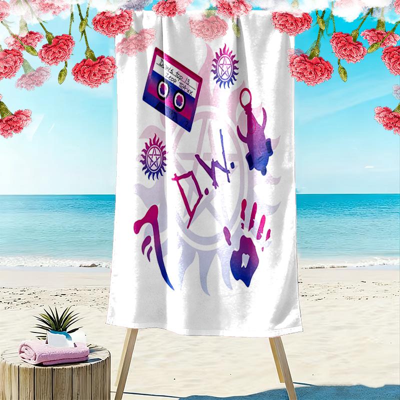 Supernatural Print Beach Towel, Large Soft Quick Dry Towel for Beach Camping Swimming