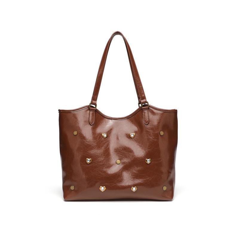 

Bag Commuter Big Bag 2025 New Fashion Large Capacity One Shoulder Underarm Bag Textured Soft Surface Portable Tote Bag коричневый