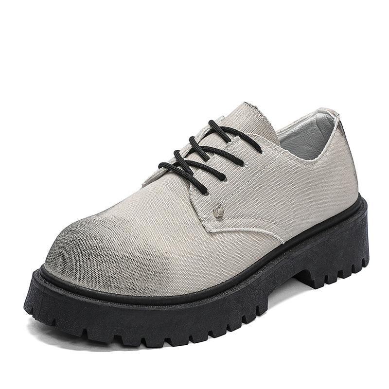 Men'S Original Design Derby Shoes Round Toe Chunky Platform Height Increase Breathable British Style Comfortable Casual Shoes