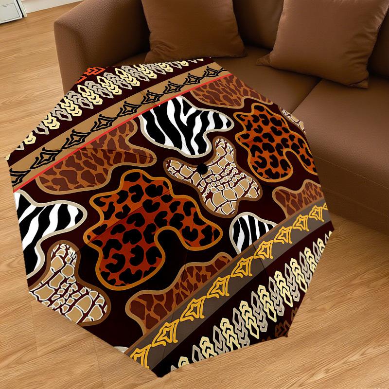 1PC Leopard Print Zebra Stripes Umbrella-8-Rib Reinforced Portable Folding Travel Suitable for All Seasons Outdoor Daily Use-G367