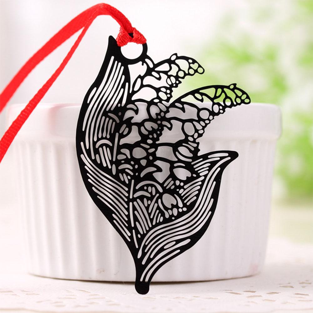 DIY Cute Black Hollow Metal Bookmark Document Book Mark