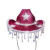 Star Tassel Hat Rose Red Western Cowboy Hat Star Party Hat Blue For Costume Event Festival Cowboy Theme