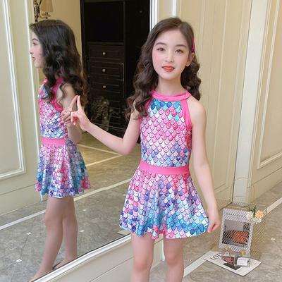 Kindermode Meerjungfrau Bademode Mädchen Neckholder-Badekleid mit Boyshorts Sommerstrand Badeanzug Zweiteiliger Thermalbadeanzug für Kinder