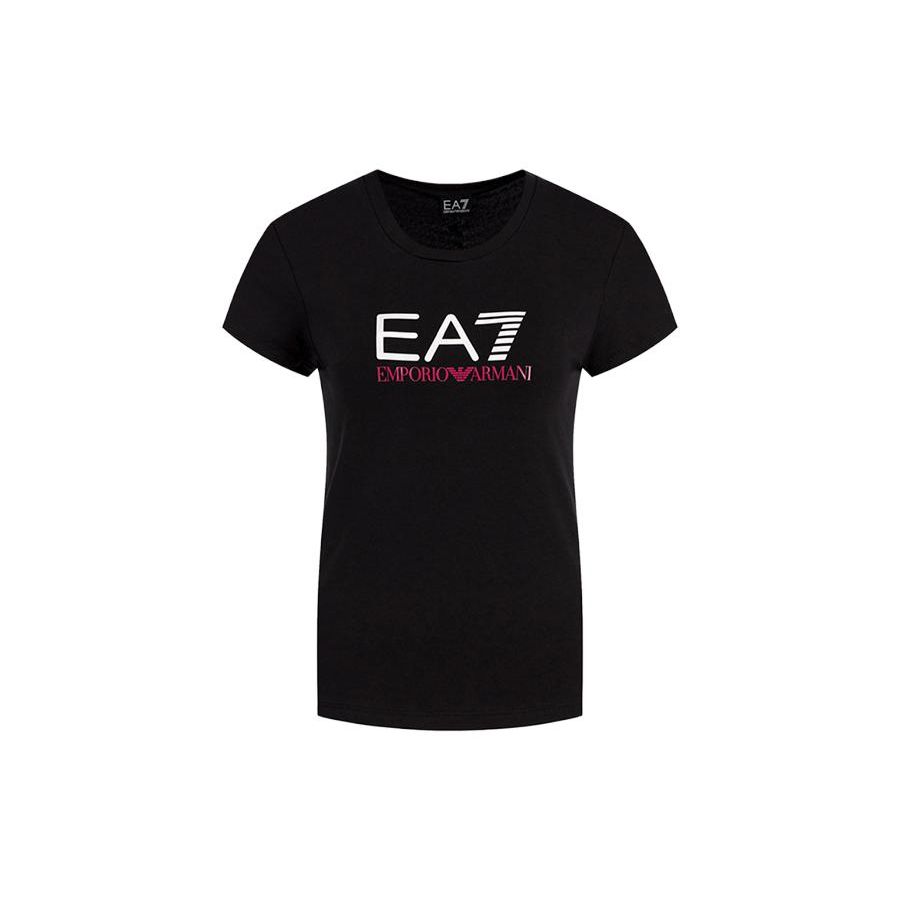 Emporio Armani SS23 EA7 Series Letter Logo Print Cotton Short Sleeve T-Shirt Women tops Black 8NTT63-TJ12Z-0217 S
