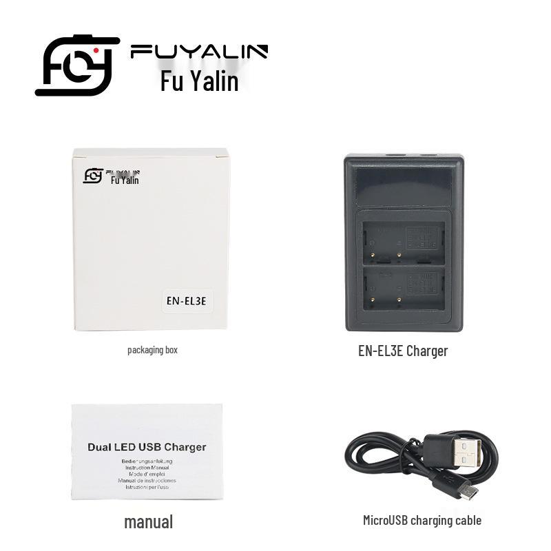 Dual LCD Charger for Nikon EN-EL3E: Compatible with D90, D80, D90s, D700, D300
